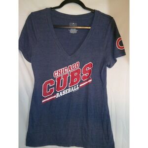 Vintage Chicago Cubs Baseball‎ V Neck T Shirt Women's Medium Blue 5th & Ocean